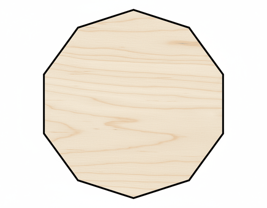 Wood Decagon Shape DIY Craft Cutout Up to 36" Blank Door Hanger Wooden Cutout Cut Outs - Unfinished - NameSigns.com