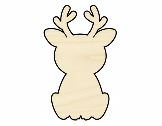 Wood Deer - Paintable Birch Wood Shape | DIY Craft Project Supplies Blank Door Hanger Wooden Cutout Cut Outs - Unfinished - NameSigns.com