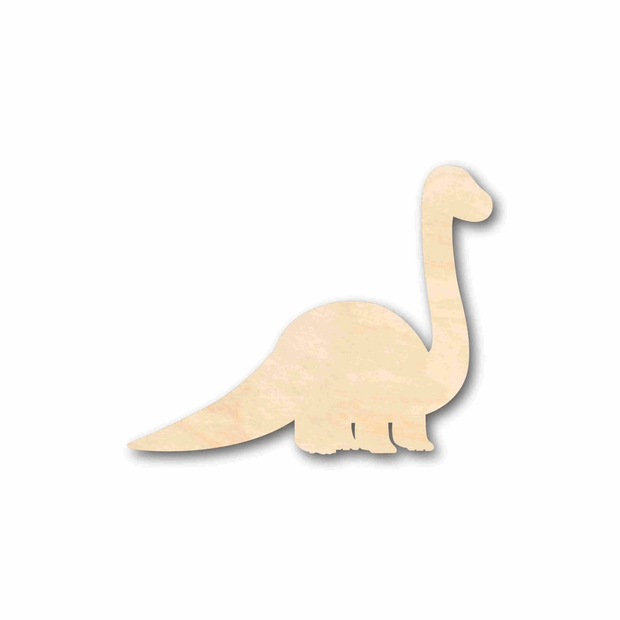 Wood Dinosaur - Baby Brontosaurus Silhouette | Laser Cut Birch Plywood Crafts Blank Door Hanger Wooden Cutout Cut Outs - Unfinished - NameSigns.com