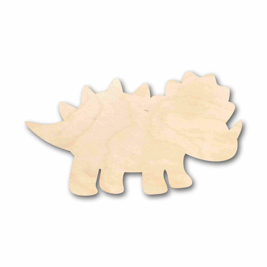 Wood Dinosaur Baby Triceratops Silhouette - Baltic Birch Plywood Craft Shape Blank Door Hanger Wooden Cutout Cut Outs - Unfinished - NameSigns.com