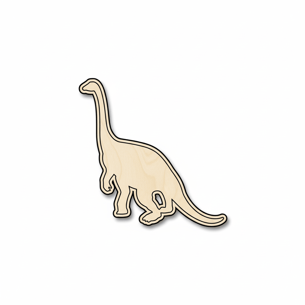 Wood Dinosaur - DIY Wooden Figures | Plant Eating Dino Cutout 46" Blank Door Hanger Wooden Cutout Cut Outs - Unfinished - NameSigns.com