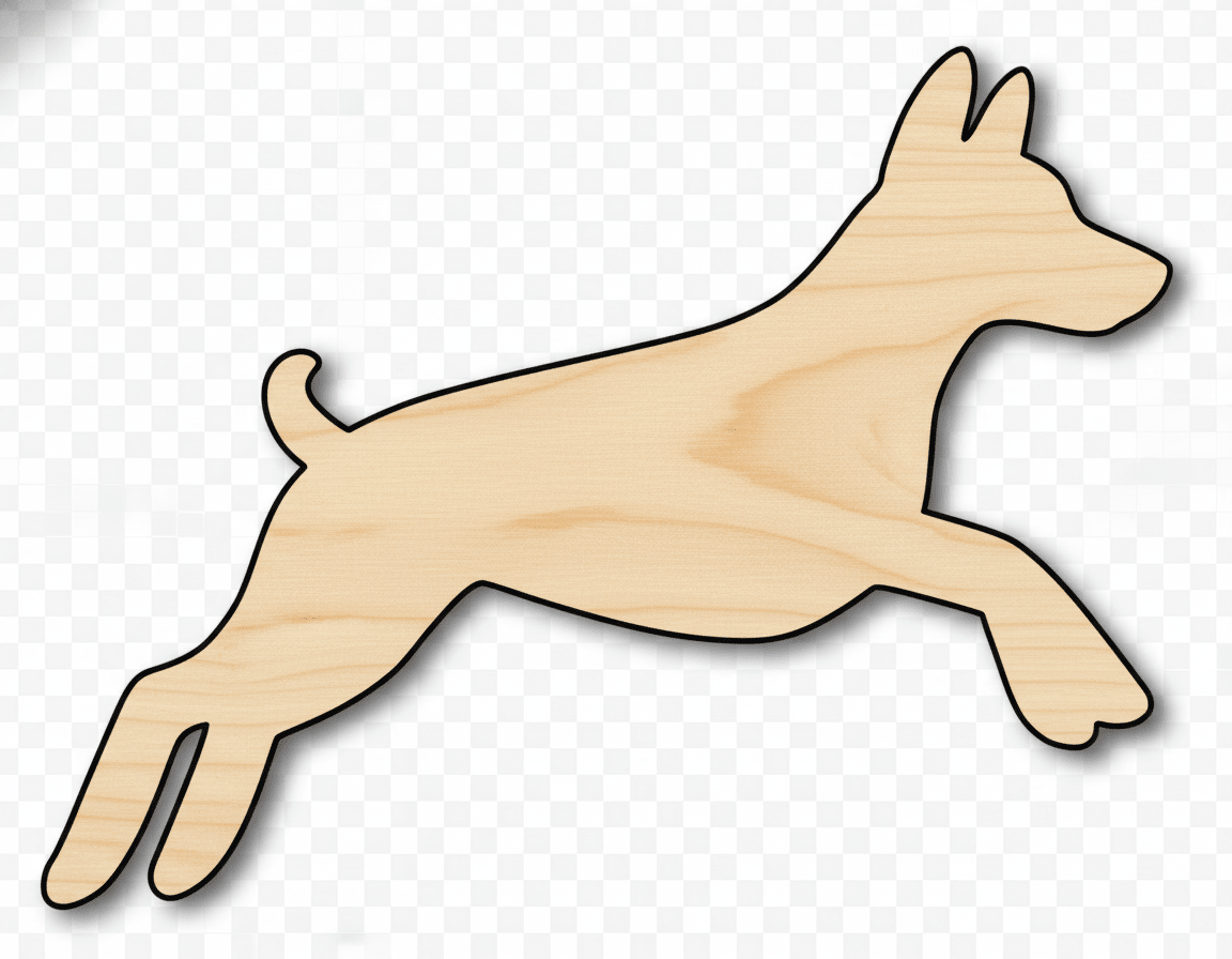 Wood Dog Cutout – Jumping Dog Shape Baltic Birch Silhouette 46" Blank Door Hanger Wooden Cutout Cut Outs - Unfinished - NameSigns.com