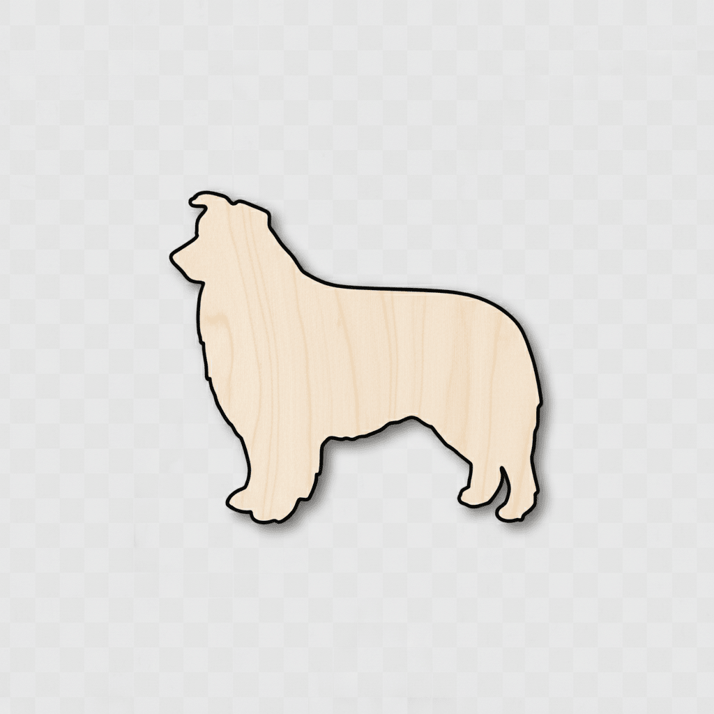 Wood Dog Silhouette – Border Collie DIY Wood Cutouts 46" Blank Door Hanger Wooden Cutout Cut Outs - Unfinished - NameSigns.com