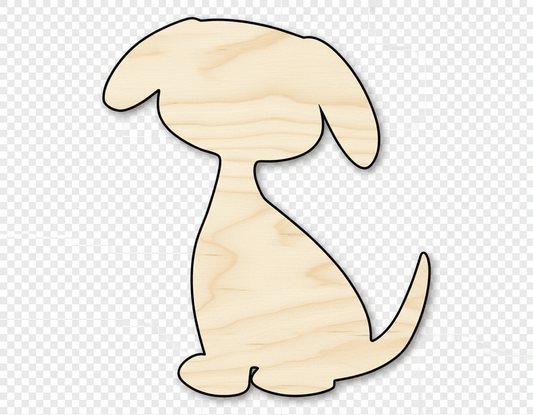 Wood Dog Silhouette – Sitting Dog Shape DIY Craft Cutout 46" Blank Door Hanger Wooden Cutout Cut Outs - Unfinished - NameSigns.com