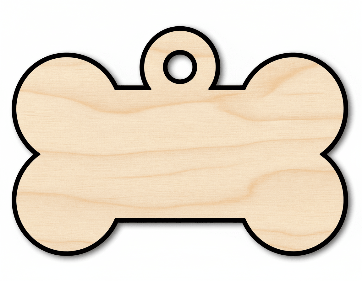 Wood Dog Tag – Bone Shape Paintable DIY Pet Tag Craft Cutout Blank Door Hanger Wooden Cutout Cut Outs - Unfinished - NameSigns.com