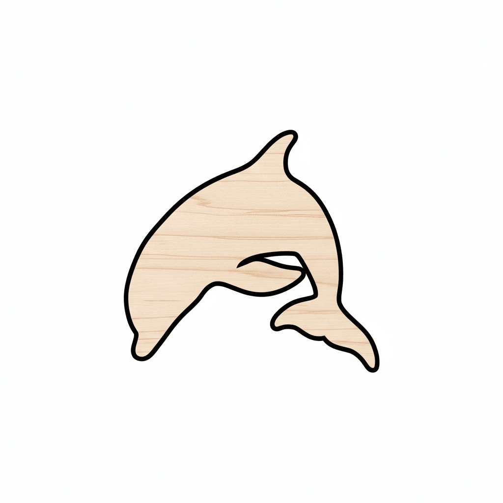 Wood Dolphin | DIY Wooden Silhouette Craft - Baltic Birch Plywood 46" Blank Door Hanger Wooden Cutout Cut Outs - Unfinished - NameSigns.com