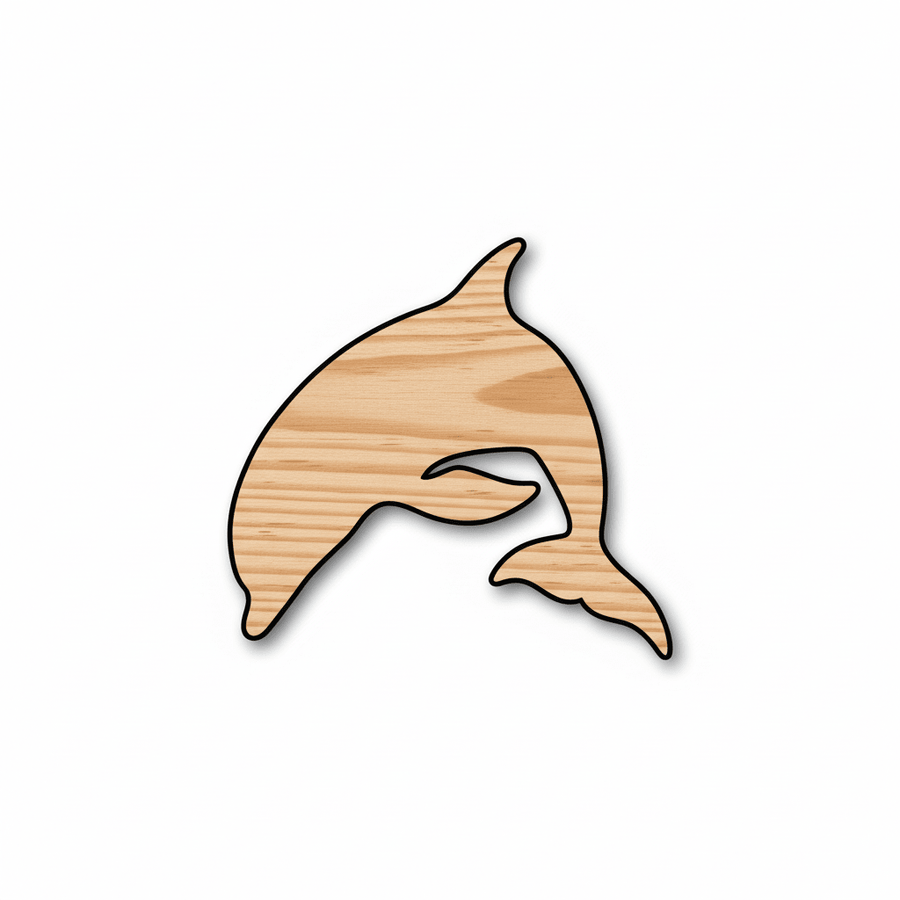 Wood Dolphin | DIY Wooden Silhouette Craft - Baltic Birch Plywood 46" Blank Door Hanger Wooden Cutout Cut Outs - Unfinished - NameSigns.com
