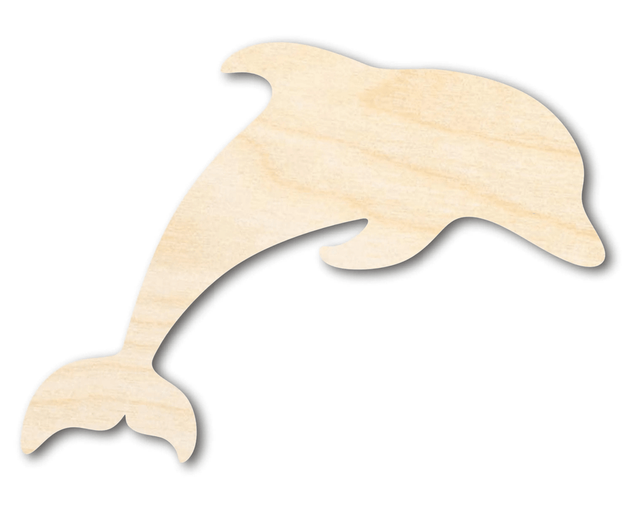 Wood Dolphin - Large Laser Cut Wood Craft Cutout with Peel Backing Blank Door Hanger Wooden Cutout Cut Outs - Unfinished - NameSigns.com