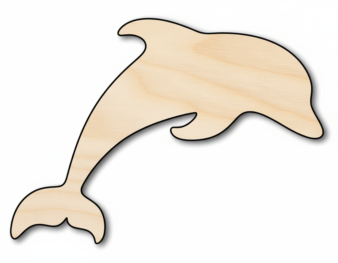 Wood Dolphin - Natural Wooden Animal Shape Up to 46" | Craft Supplies Blank Door Hanger Wooden Cutout Cut Outs - Unfinished - NameSigns.com