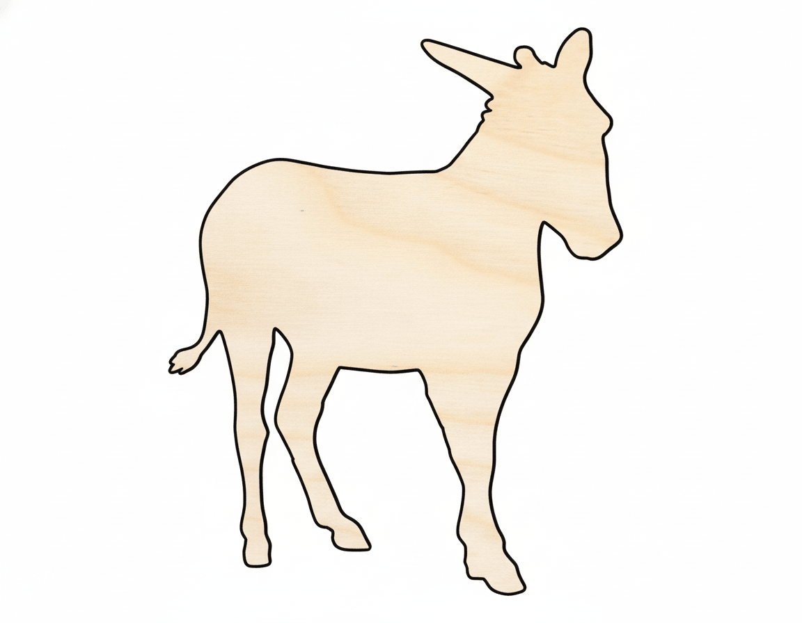 Wood Donkey – Laser Cut Animal Craft Up to 46" DIY Project Blank Door Hanger Wooden Cutout Cut Outs - Unfinished - NameSigns.com