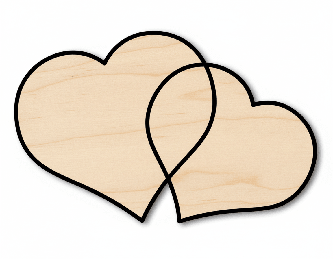 Wood Double Heart Shape - Love Craft - up to 46" Blank Door Hanger Wooden Cutout Cut Outs - Unfinished - NameSigns.com