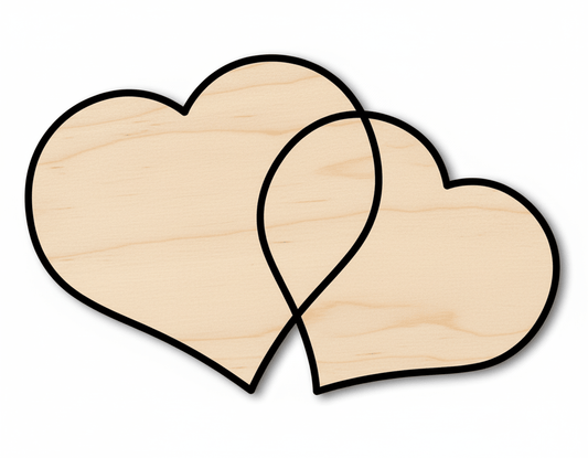 Wood Double Heart Shape - Love Craft - up to 46" Blank Door Hanger Wooden Cutout Cut Outs - Unfinished - NameSigns.com