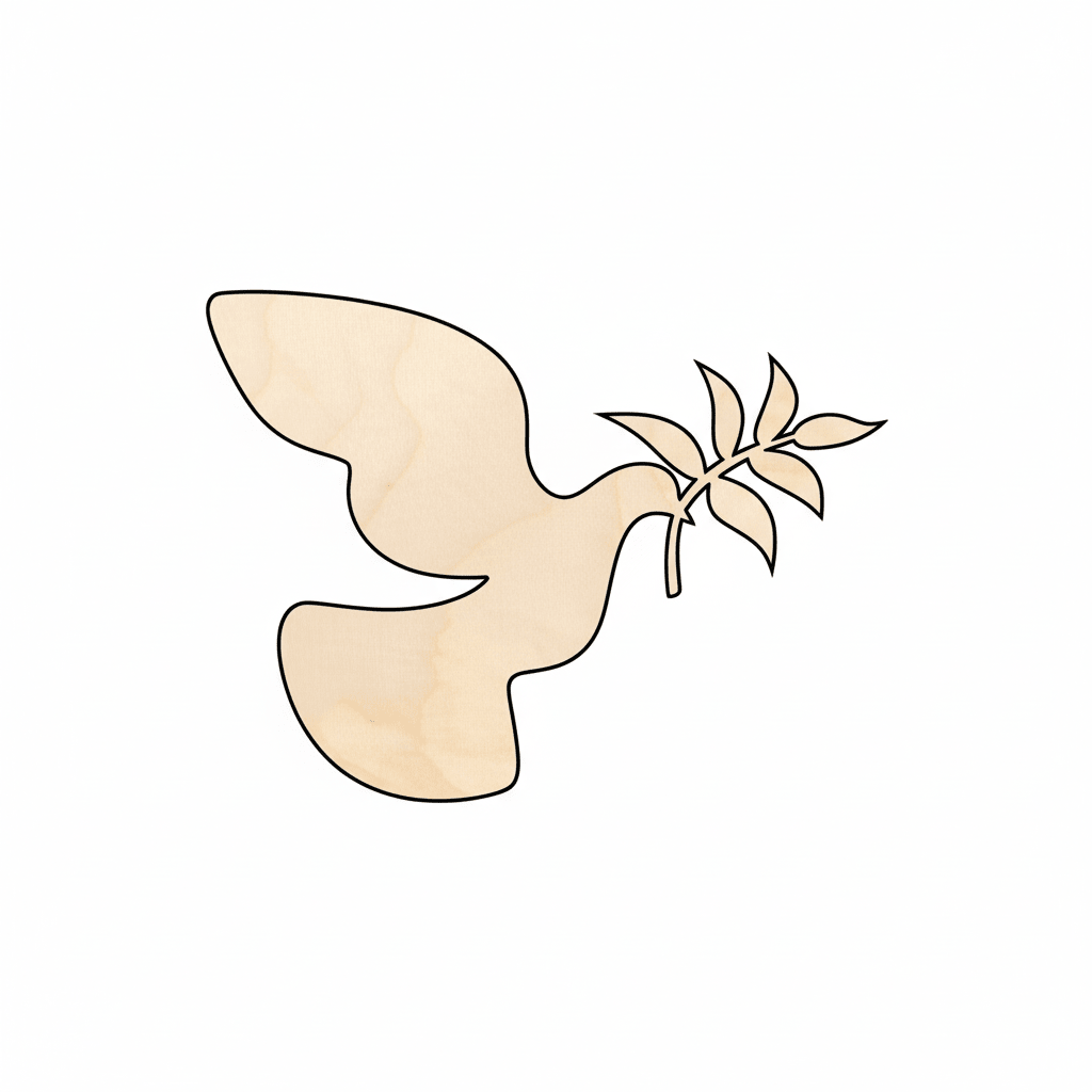 Wood Dove - Peace Dove Cutout for DIY Wooden Bird Crafts Blank Door Hanger Wooden Cutout Cut Outs - Unfinished - NameSigns.com