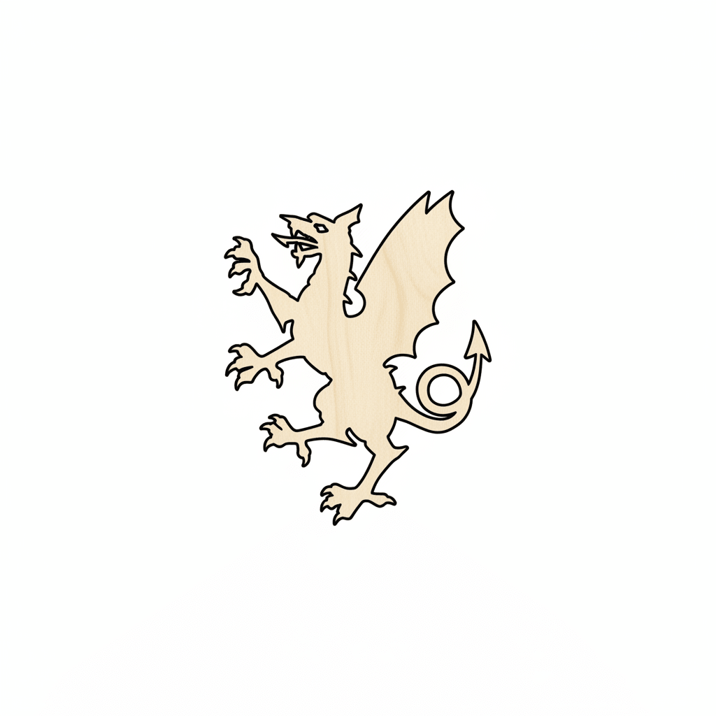 Wood Dragon - DIY Wooden Dragon Craft Shape | Natural Wood Decor 46" Blank Door Hanger Wooden Cutout Cut Outs - Unfinished - NameSigns.com