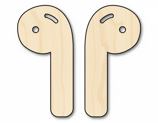 Wood Earbuds Shape DIY Craft Cutout Blank Door Hanger Wooden Cutout Cut Outs - Unfinished - NameSigns.com