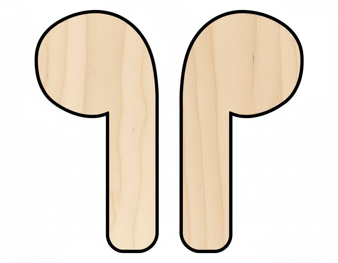 Wood Earbuds Silhouette Shape DIY Craft Cutout Blank Door Hanger Wooden Cutout Cut Outs - Unfinished - NameSigns.com