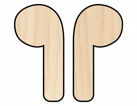 Wood Earbuds Silhouette Shape DIY Craft Cutout Blank Door Hanger Wooden Cutout Cut Outs - Unfinished - NameSigns.com