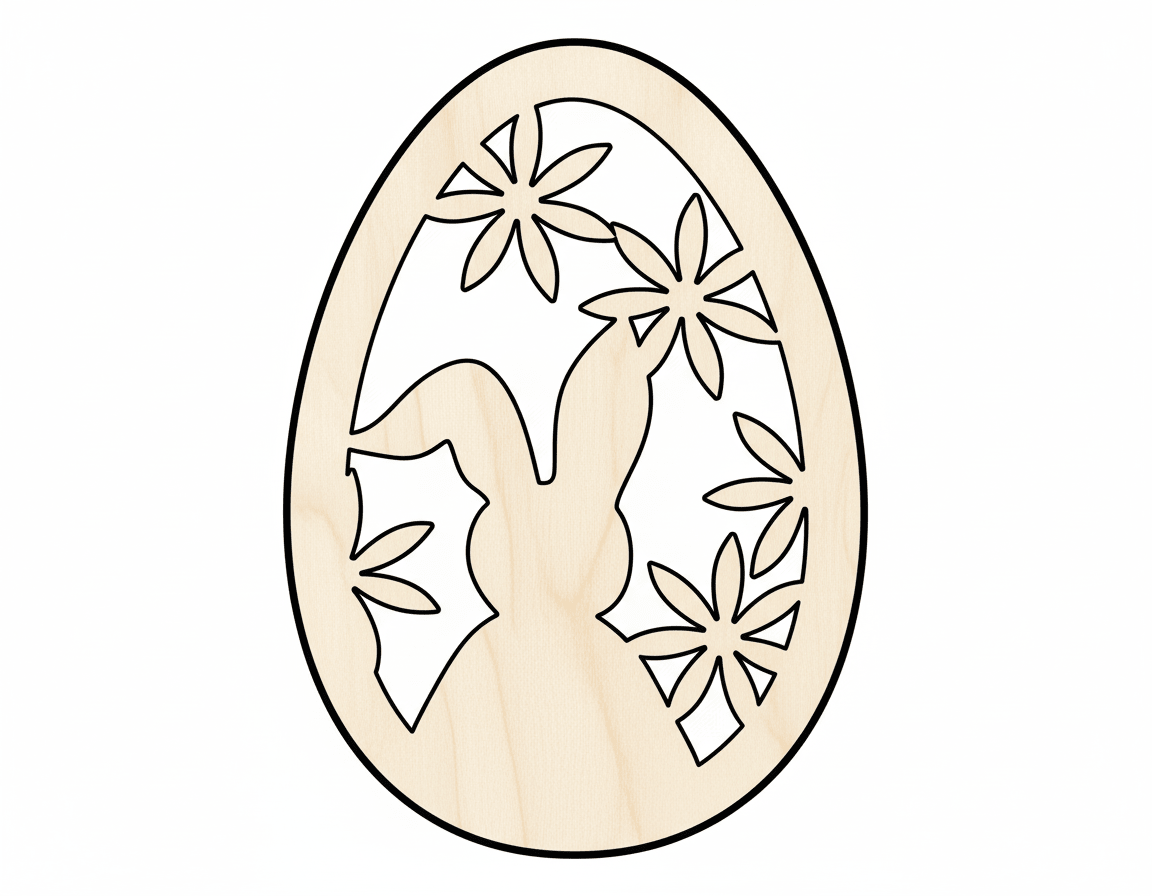 Wood Easter Craft – Laser Cut Wood Art Bunny, Flower & Egg Shapes Blank Door Hanger Wooden Cutout Cut Outs - Unfinished - NameSigns.com