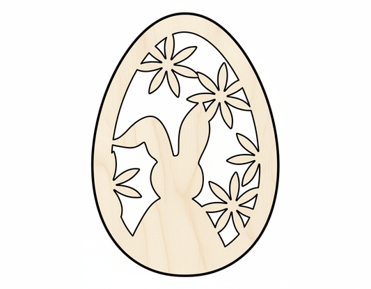 Wood Easter Craft – Laser Cut Wood Art Bunny, Flower & Egg Shapes Blank Door Hanger Wooden Cutout Cut Outs - Unfinished - NameSigns.com