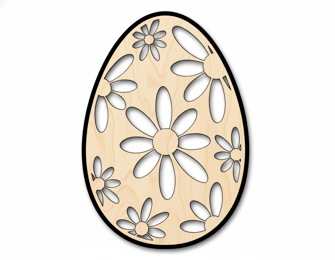 Wood Egg - Baltic Birch Plywood Daisy Egg Shape | Laser Cut Wood Craft Blank Door Hanger Wooden Cutout Cut Outs - Unfinished - NameSigns.com