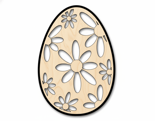 Wood Egg - Baltic Birch Plywood Daisy Egg Shape | Laser Cut Wood Craft Blank Door Hanger Wooden Cutout Cut Outs - Unfinished - NameSigns.com