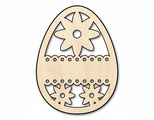 Wood Egg Shape – Lace Flower Design | Baltic Birch Plywood Crafts Blank Door Hanger Wooden Cutout Cut Outs - Unfinished - NameSigns.com