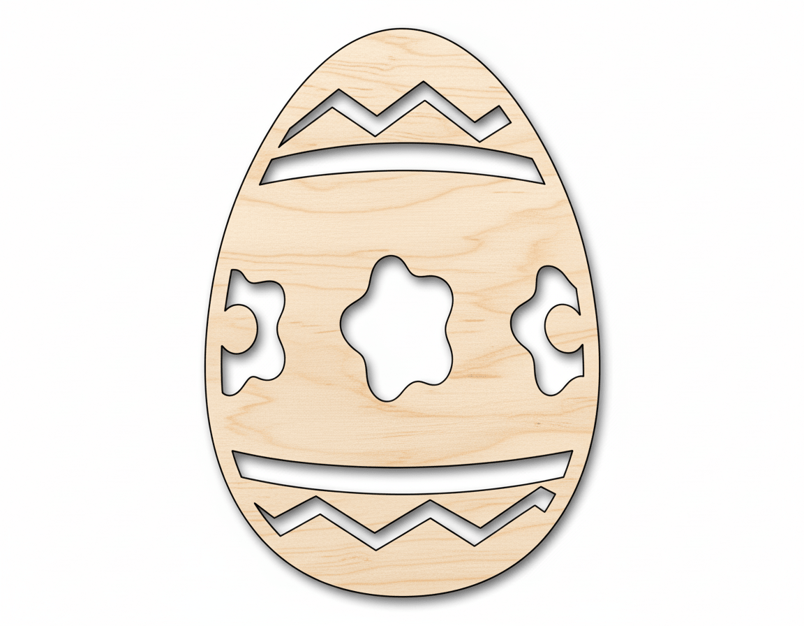 Wood Egg Shape – Striped Flower Design | Baltic Birch Plywood Craft Blank Door Hanger Wooden Cutout Cut Outs - Unfinished - NameSigns.com