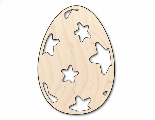 Wood Egg – Starry Egg Shape | Baltic Birch Plywood Craft Supplies Blank Door Hanger Wooden Cutout Cut Outs - Unfinished - NameSigns.com