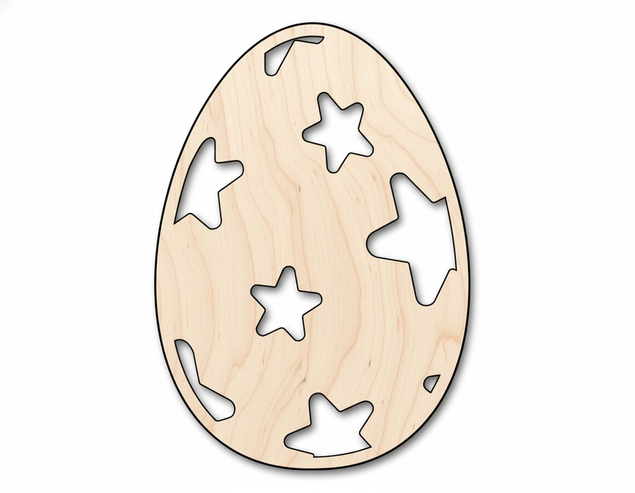 Wood Egg – Starry Egg Shape | Baltic Birch Plywood Craft Supplies Blank Door Hanger Wooden Cutout Cut Outs - Unfinished - NameSigns.com