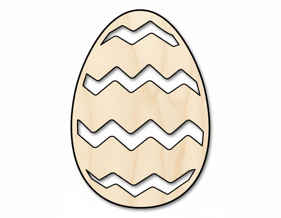 Wood Egg - Striped Wood Design | Baltic Birch Plywood Craft Shape Blank Door Hanger Wooden Cutout Cut Outs - Unfinished - NameSigns.com