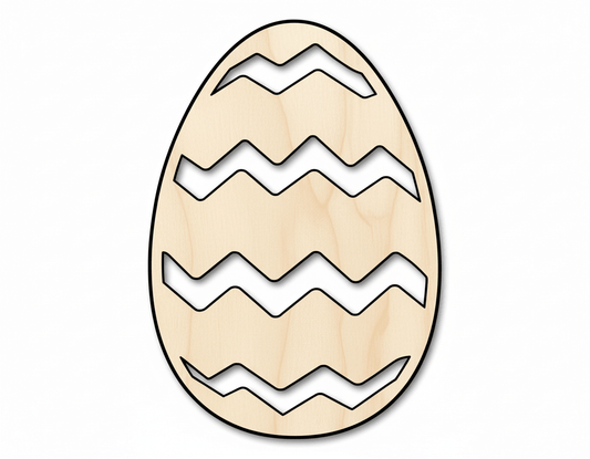 Wood Egg - Striped Wood Design | Baltic Birch Plywood Craft Shape Blank Door Hanger Wooden Cutout Cut Outs - Unfinished - NameSigns.com