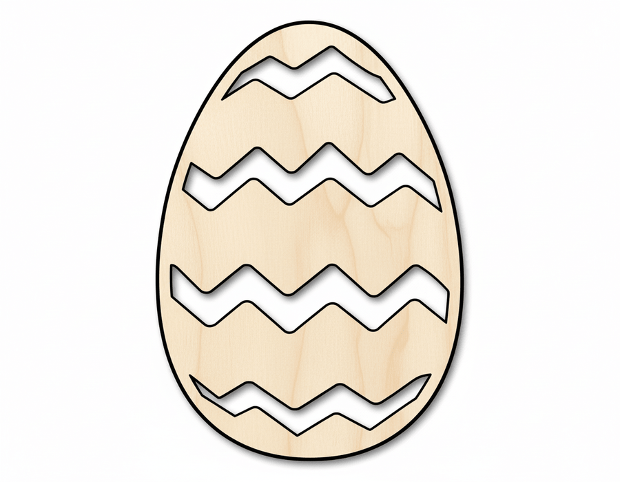 Wood Egg - Striped Wood Design | Baltic Birch Plywood Craft Shape Blank Door Hanger Wooden Cutout Cut Outs - Unfinished - NameSigns.com