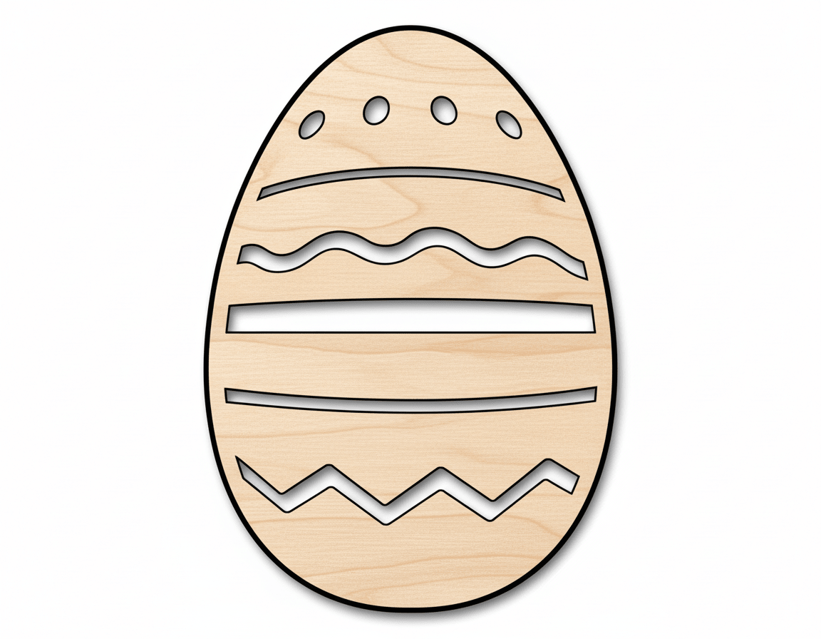 Wood Egg – Striped Wood Design | DIY Easter Craft Supplies Blank Door Hanger Wooden Cutout Cut Outs - Unfinished - NameSigns.com