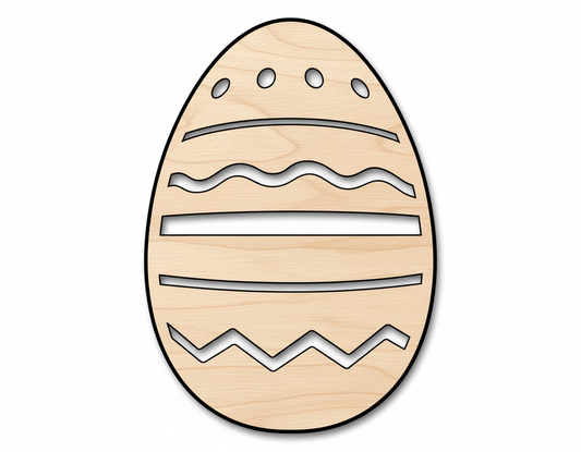 Wood Egg – Striped Wood Design | DIY Easter Craft Supplies Blank Door Hanger Wooden Cutout Cut Outs - Unfinished - NameSigns.com