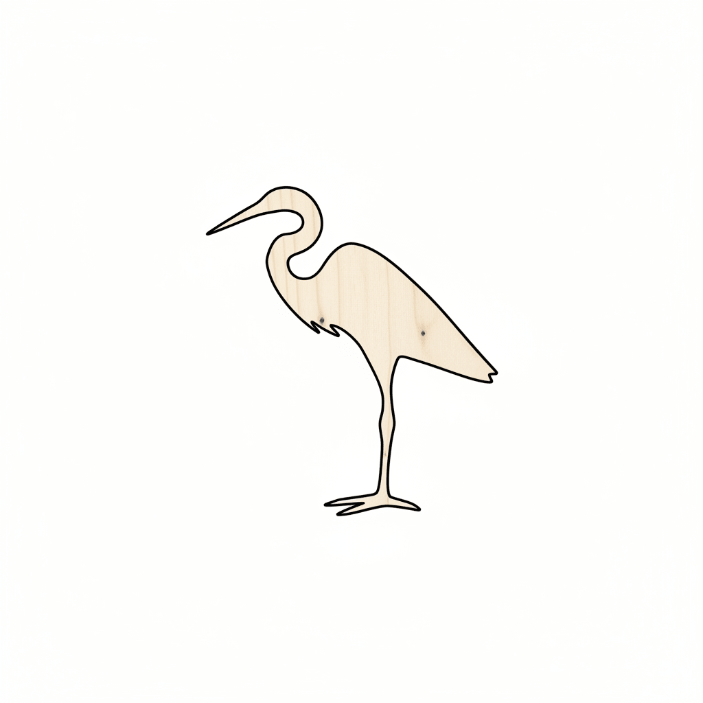 Wood Egret - Baltic Birch DIY Wooden Bird Craft 46" Wildlife Shape Blank Door Hanger Wooden Cutout Cut Outs - Unfinished - NameSigns.com