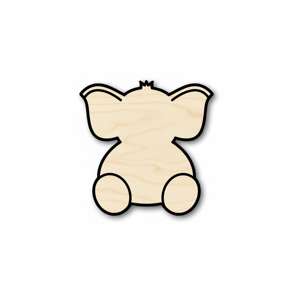 Wood Elephant – Baby Elephant Cutout for DIY Wood Projects Up to 46" Blank Door Hanger Wooden Cutout Cut Outs - Unfinished - NameSigns.com