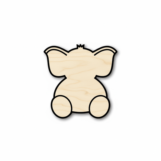 Wood Elephant – Baby Elephant Cutout for DIY Wood Projects Up to 46" Blank Door Hanger Wooden Cutout Cut Outs - Unfinished - NameSigns.com