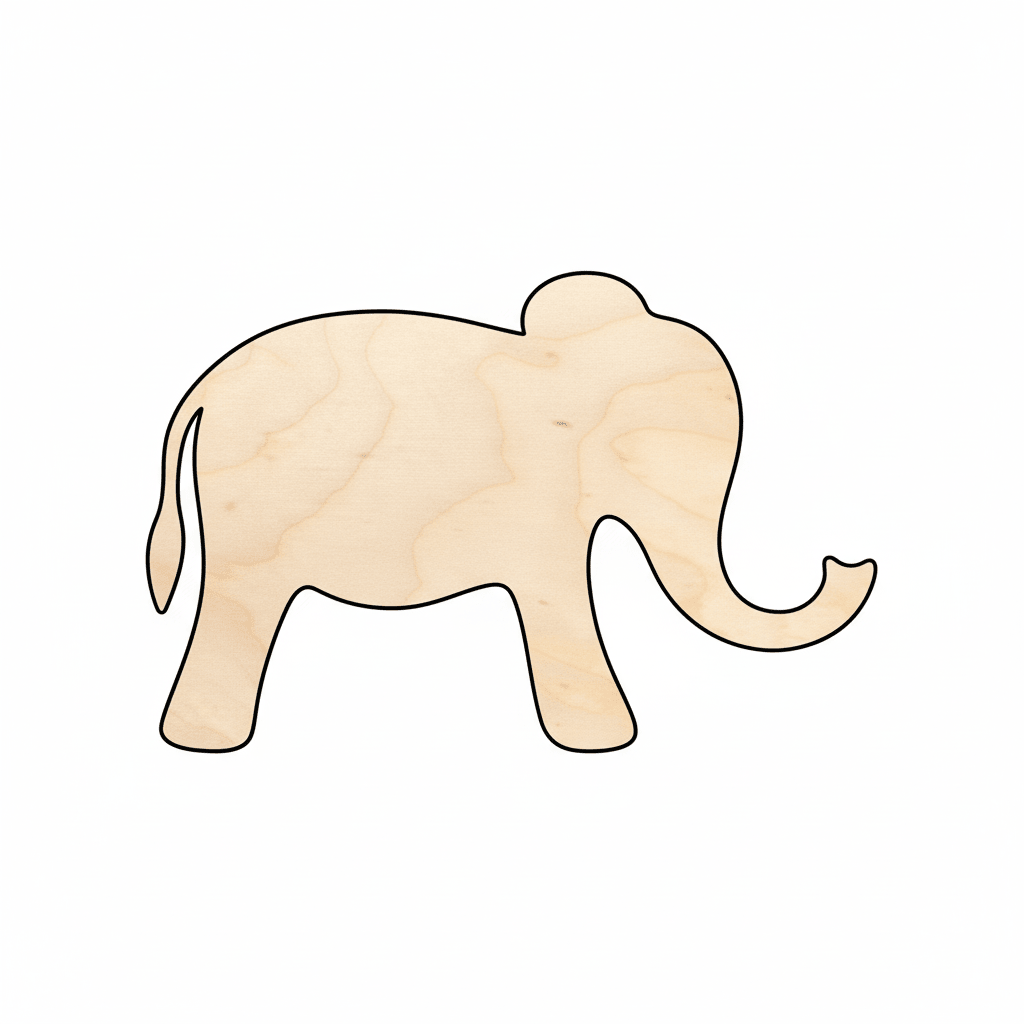 Wood Elephant | Simple Animal Silhouette Laser Cut Wood Craft Supplies Blank Door Hanger Wooden Cutout Cut Outs - Unfinished - NameSigns.com