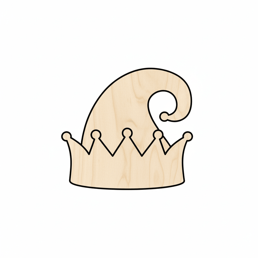Wood Elf Hat - Handmade Baltic Birch Plywood Christmas Ornament Cutout Blank Door Hanger Wooden Cutout Cut Outs - Unfinished - NameSigns.com