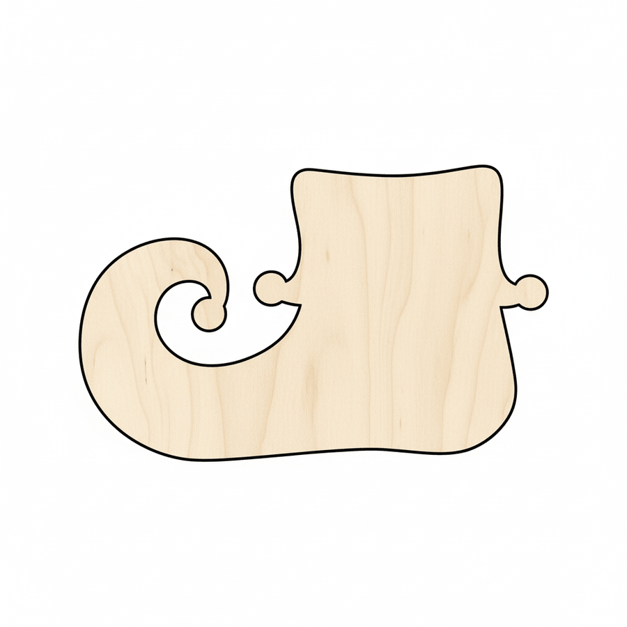 Wood Elf Shoe Ornament – Baltic Birch Plywood Sanded Wood Shapes for DIY Crafts Blank Door Hanger Wooden Cutout Cut Outs - Unfinished - NameSigns.com
