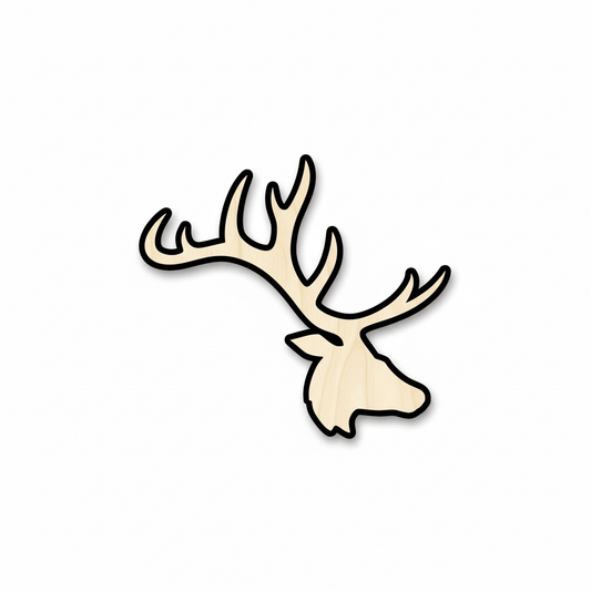 Wood Elk Head – Rustic Elk Antler Silhouette Craft Project 46" Blank Door Hanger Wooden Cutout Cut Outs - Unfinished - NameSigns.com