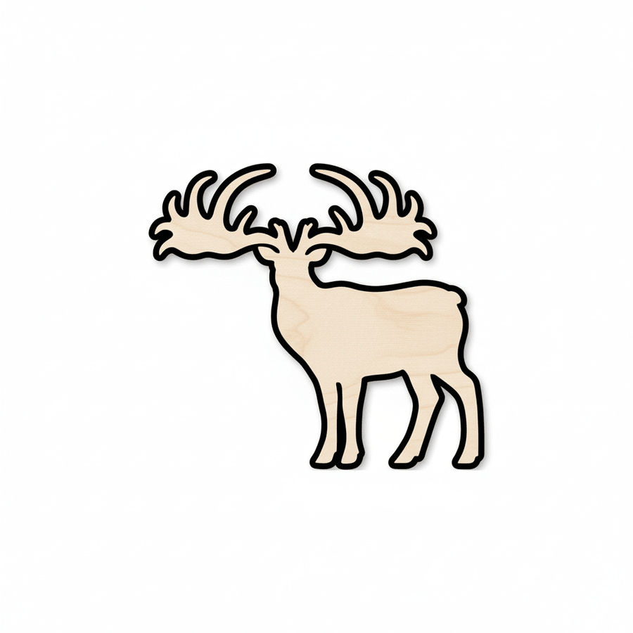 Wood Elk | Natural Birch Plywood DIY Animal Shape Cutout Decor Blank Door Hanger Wooden Cutout Cut Outs - Unfinished - NameSigns.com
