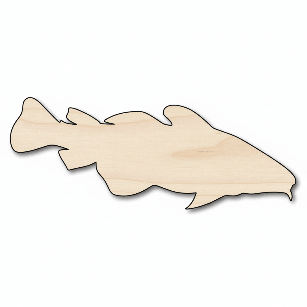 Wood Fish | Baltic Birch Plywood Craft Silhouette Up to 46" Blank Door Hanger Wooden Cutout Cut Outs - Unfinished - NameSigns.com