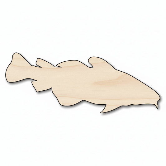 Wood Fish | Baltic Birch Plywood Craft Silhouette Up to 46" Blank Door Hanger Wooden Cutout Cut Outs - Unfinished - NameSigns.com