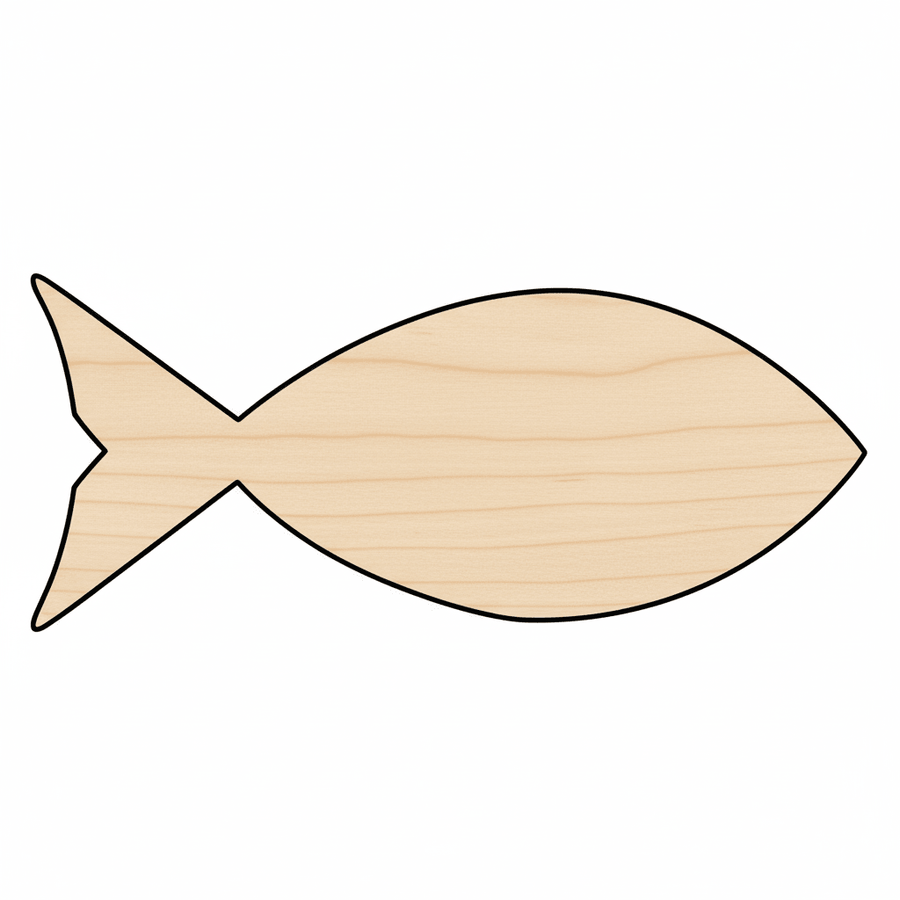 Wood Fish | Baltic Birch Plywood DIY Wood Craft Shapes Up to 46" Blank Door Hanger Wooden Cutout Cut Outs - Unfinished - NameSigns.com