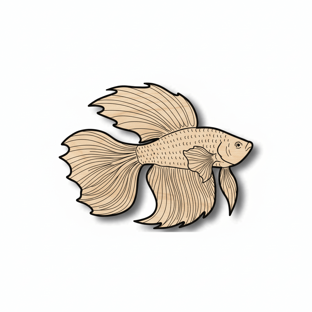 Wood Fish - Beta Fish Cutout | Baltic Birch Plywood Craft Project Supplies Blank Door Hanger Wooden Cutout Cut Outs - Unfinished - NameSigns.com