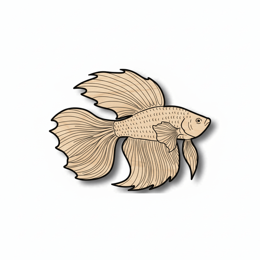 Wood Fish - Beta Fish Cutout | Baltic Birch Plywood Craft Project Supplies Blank Door Hanger Wooden Cutout Cut Outs - Unfinished - NameSigns.com