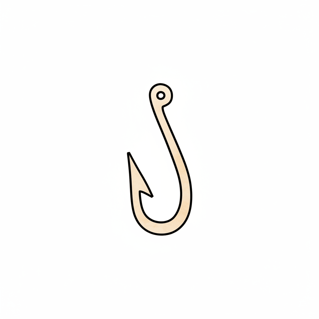 Wood Fish Hook – Baltic Birch Plywood Wooden Fish Cutout for DIY Fishing Decor Blank Door Hanger Wooden Cutout Cut Outs - Unfinished - NameSigns.com