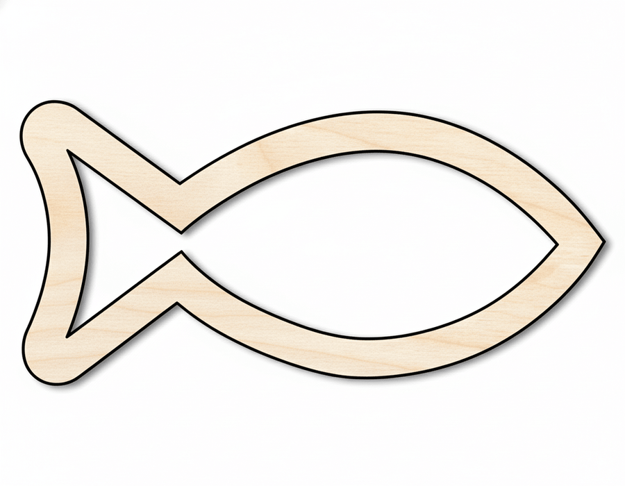 Wood Fish - Natural Wood Outline Cutout Up to 46" | DIY Craft Supplies Blank Door Hanger Wooden Cutout Cut Outs - Unfinished - NameSigns.com