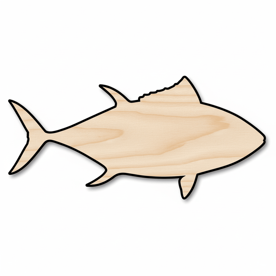Wood Fish Shape – Tuna Fish Wood Cutout for DIY Crafts Supplies Blank Door Hanger Wooden Cutout Cut Outs - Unfinished - NameSigns.com